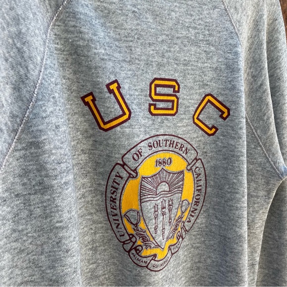 Vintage Belva Sheen 80s USC Crewneck Sweatshirt Men Size L Gray Gear Made In USA - Picture 3 of 6